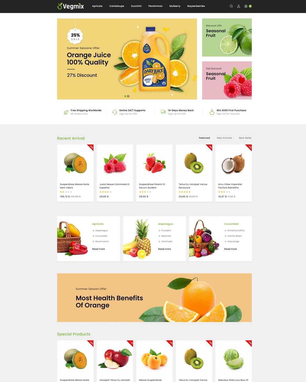 Webshop pour jus de fruits